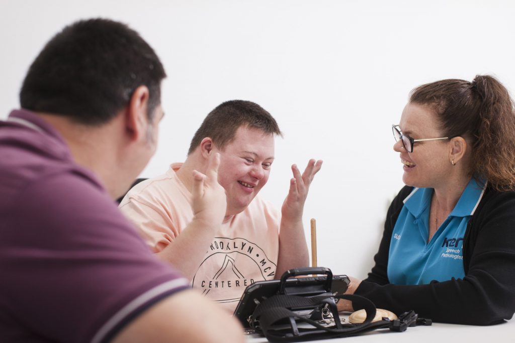 A young man works with his therapist